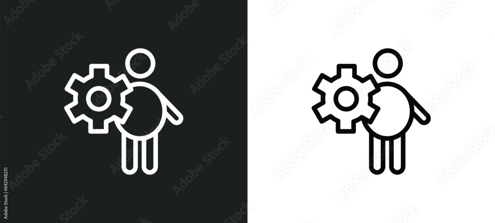 Poster managers icon isolated in white and black colors. managers outline vector icon from people collectio