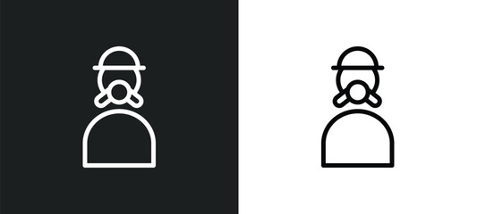 worker with gas mask icon isolated in white and black colors. worker with gas mask outline vector icon from people collection for web, mobile apps and ui.