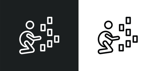 rummy icon isolated in white and black colors. rummy outline vector icon from people collection for web, mobile apps and ui.