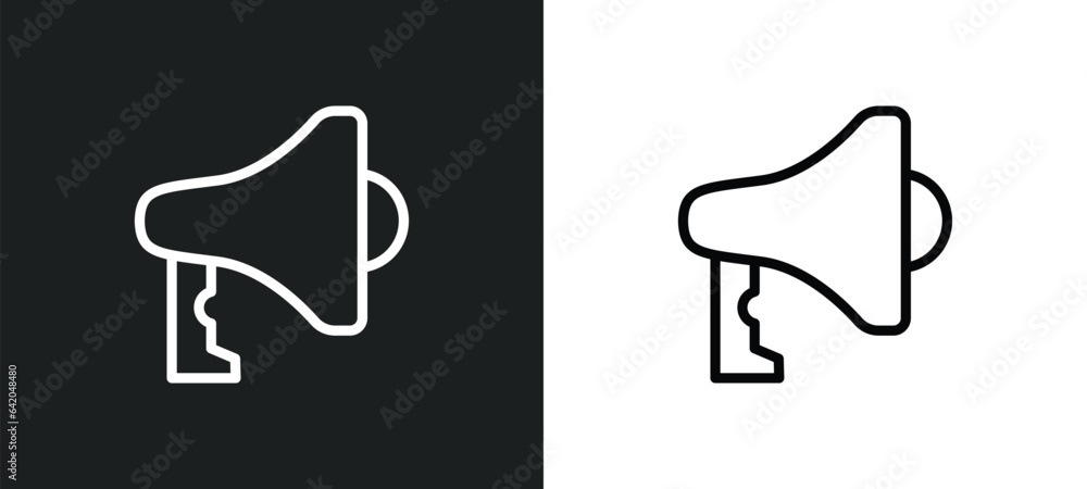Poster announcer icon isolated in white and black colors. announcer outline vector icon from people skills 