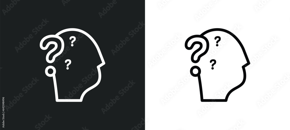 Poster doubt icon isolated in white and black colors. doubt outline vector icon from people skills collecti
