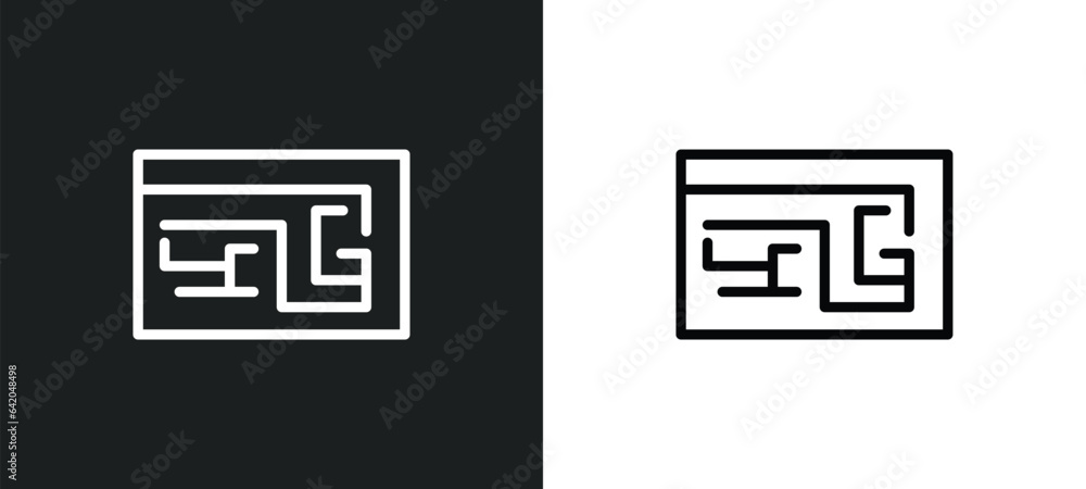 Poster maze icon isolated in white and black colors. maze outline vector icon from people skills collection