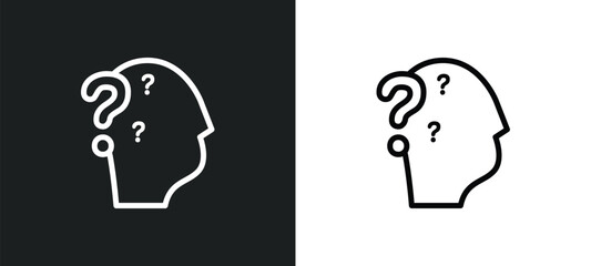 doubt icon isolated in white and black colors. doubt outline vector icon from people skills collection for web, mobile apps and ui.