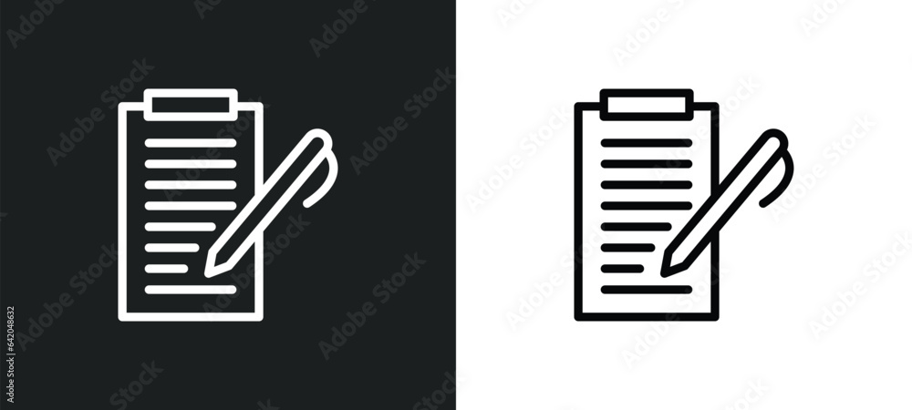 Poster checklist with a pencil icon isolated in white and black colors. checklist with a pencil outline vec