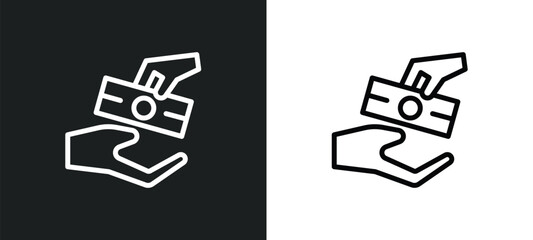 bribe icon isolated in white and black colors. bribe outline vector icon from political collection for web, mobile apps and ui. - obrazy, fototapety, plakaty