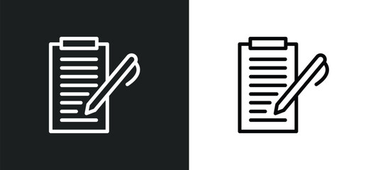 checklist with a pencil icon isolated in white and black colors. checklist with a pencil outline vector icon from political collection for web, mobile apps and ui. - obrazy, fototapety, plakaty