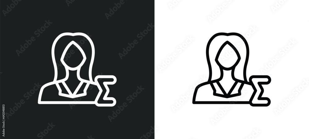 Poster mathematician icon isolated in white and black colors. mathematician outline vector icon from profes