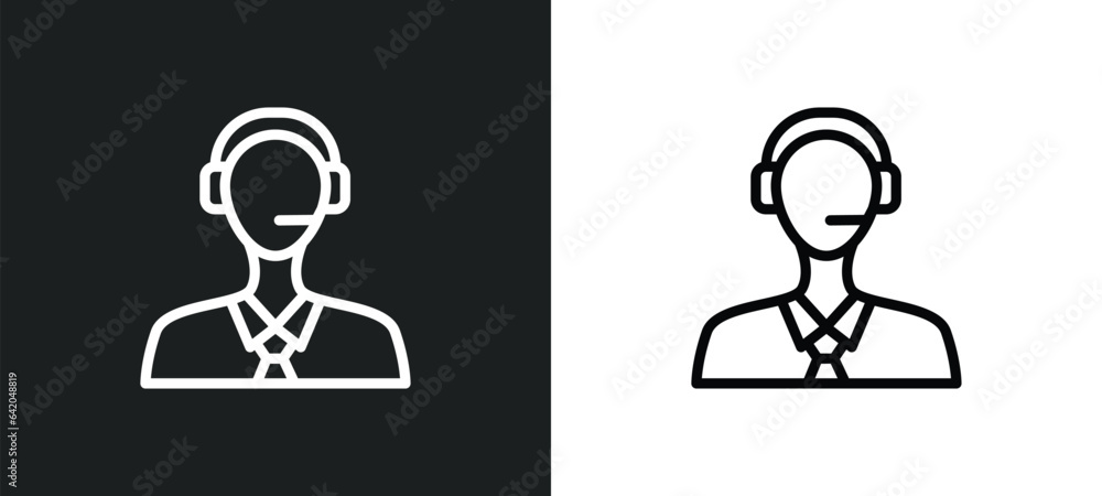 Poster callcenter icon isolated in white and black colors. callcenter outline vector icon from professions 