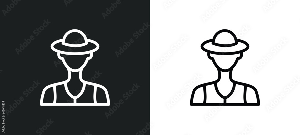 Poster fisherman icon isolated in white and black colors. fisherman outline vector icon from professions co