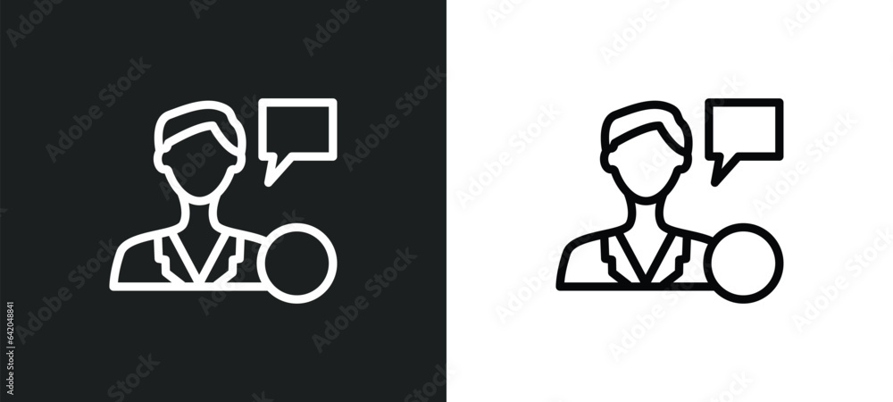 Poster financial advisor icon isolated in white and black colors. financial advisor outline vector icon fro