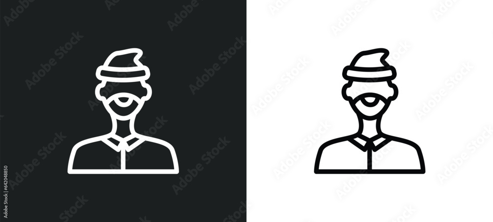 Poster lumberjack icon isolated in white and black colors. lumberjack outline vector icon from professions 
