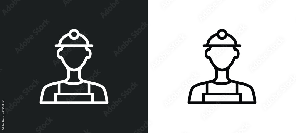 Poster mechanical engineer icon isolated in white and black colors. mechanical engineer outline vector icon