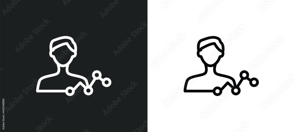 Poster statistician icon isolated in white and black colors. statistician outline vector icon from professi