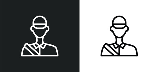 postman icon isolated in white and black colors. postman outline vector icon from professions collection for web, mobile apps and ui.