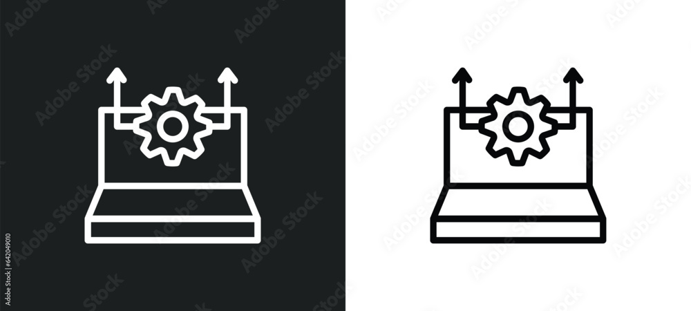 Aufkleber seo growth icon isolated in white and black colors. seo growth outline vector icon from programming 