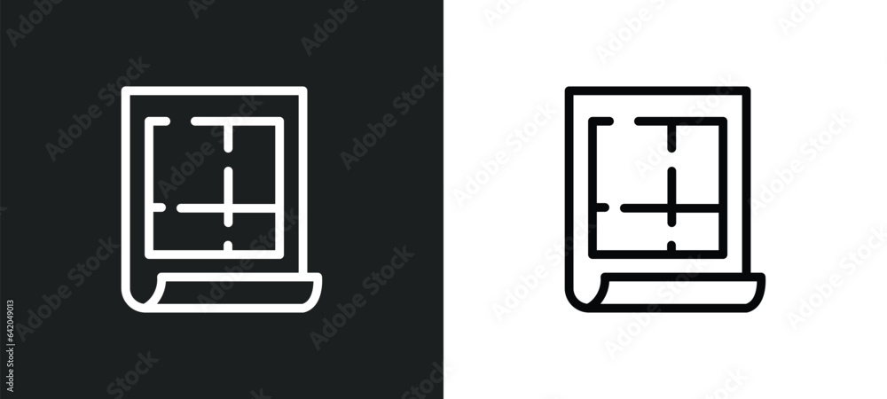 Poster blueprint icon isolated in white and black colors. blueprint outline vector icon from real estate co