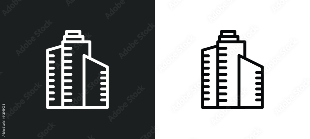 Aufkleber skyscraper icon isolated in white and black colors. skyscraper outline vector icon from real estate 