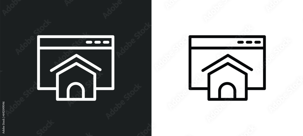 Poster real state icon isolated in white and black colors. real state outline vector icon from real estate 