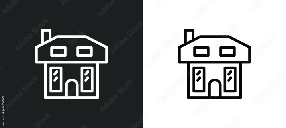 Poster facade icon isolated in white and black colors. facade outline vector icon from real estate collecti
