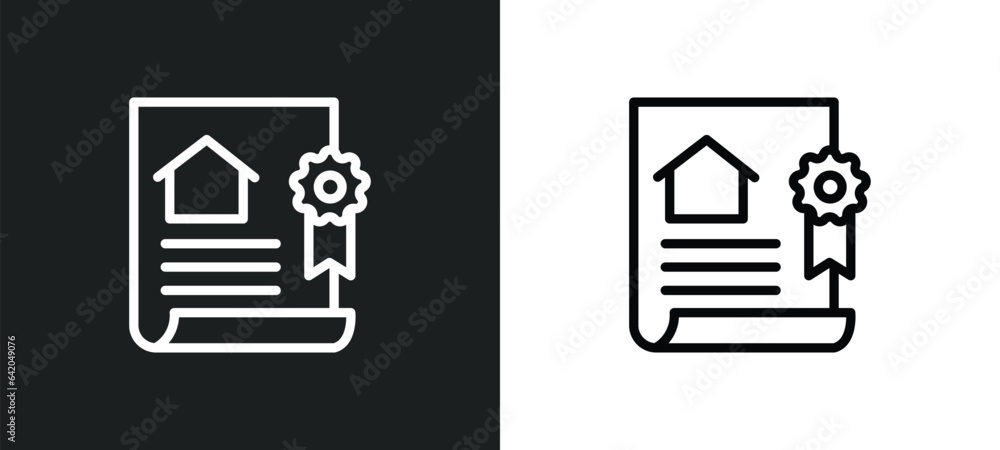 Poster certification icon isolated in white and black colors. certification outline vector icon from real e