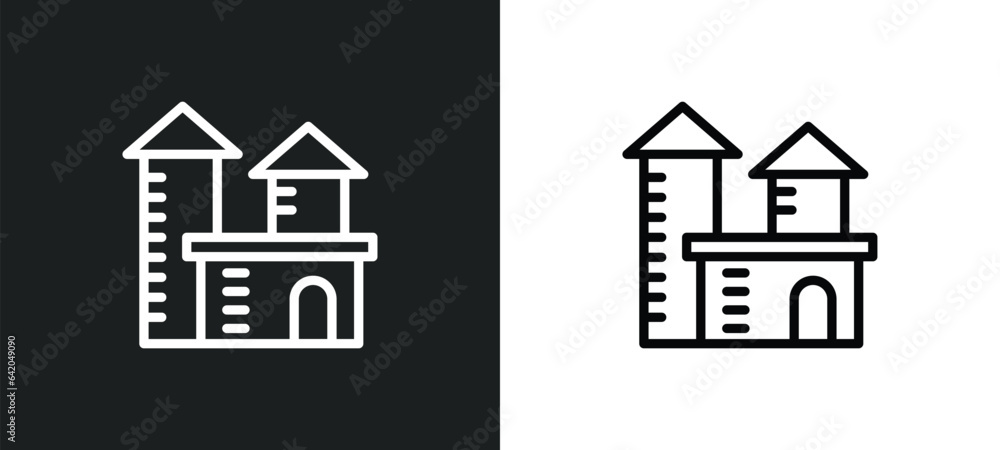Poster house front view icon isolated in white and black colors. house front view outline vector icon from 