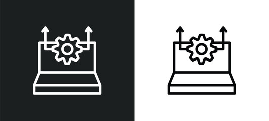 seo growth icon isolated in white and black colors. seo growth outline vector icon from programming collection for web, mobile apps and ui.