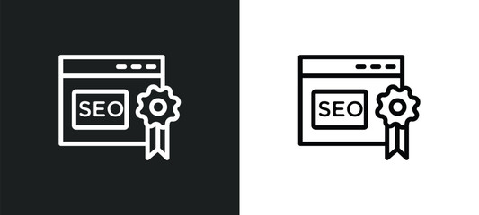 seo reputation icon isolated in white and black colors. seo reputation outline vector icon from programming collection for web, mobile apps and ui.