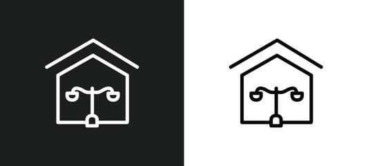 juridical icon isolated in white and black colors. juridical outline vector icon from real estate collection for web, mobile apps and ui.