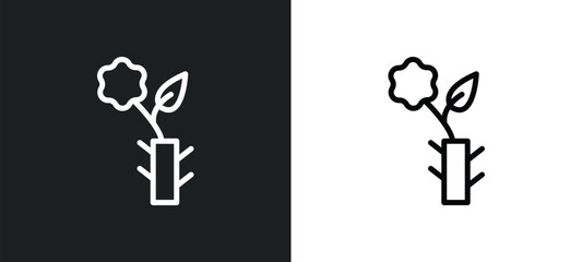 budding staff icon isolated in white and black colors. budding staff outline vector icon from religion collection for web, mobile apps and ui.
