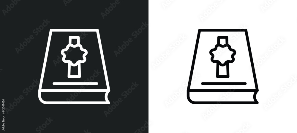 Poster mushaf icon isolated in white and black colors. mushaf outline vector icon from religion collection 