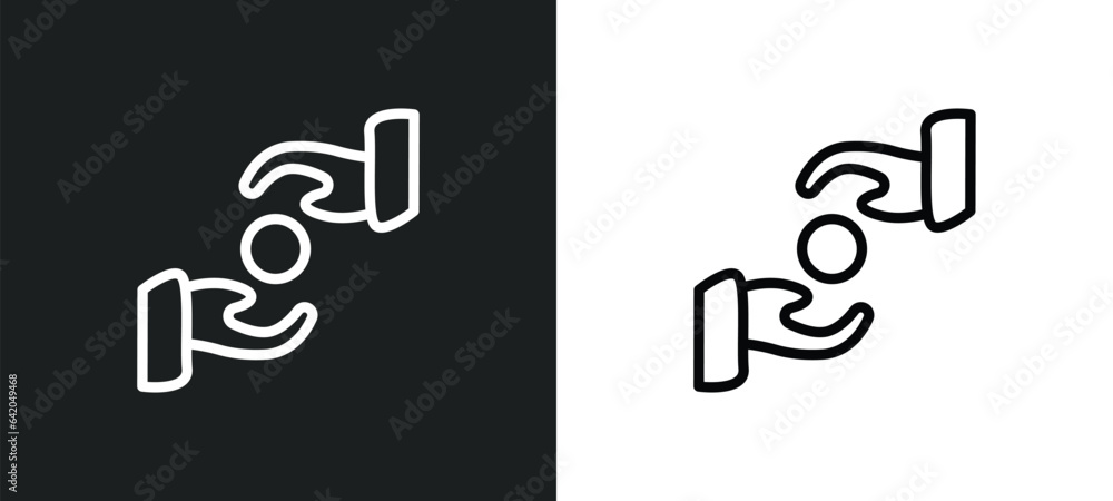 Poster sadaqah icon isolated in white and black colors. sadaqah outline vector icon from religion collectio