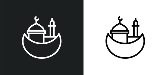 islamic ramadan icon isolated in white and black colors. islamic ramadan outline vector icon from religion collection for web, mobile apps and ui.