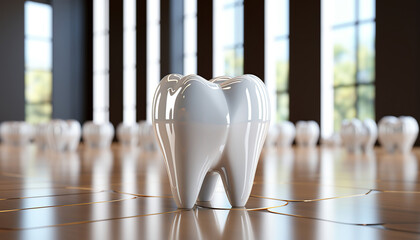 A white glossy and beautiful full tooth surrounded by a white