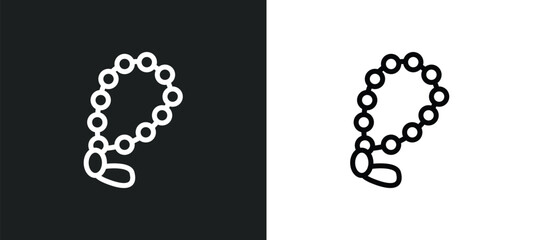 prayer beads icon isolated in white and black colors. prayer beads outline vector icon from religion collection for web, mobile apps and ui.