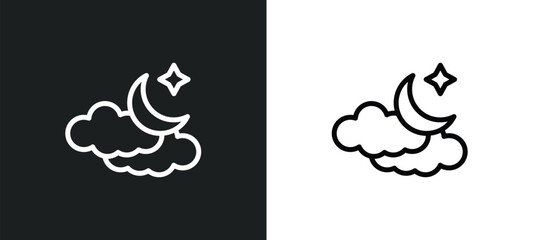 ramadan crescent moon icon isolated in white and black colors. ramadan crescent moon outline vector icon from religion collection for web, mobile apps and ui.