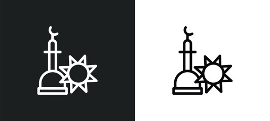 ramadan sunrise icon isolated in white and black colors. ramadan sunrise outline vector icon from religion collection for web, mobile apps and ui.