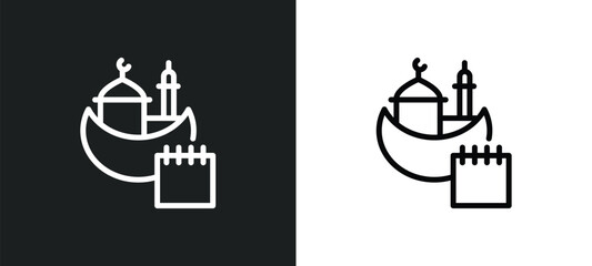 ramadan month icon isolated in white and black colors. ramadan month outline vector icon from religion collection for web, mobile apps and ui.