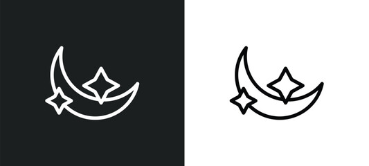 Obraz premium star and crescent moon icon isolated in white and black colors. star and crescent moon outline vector icon from religion collection for web, mobile apps ui.