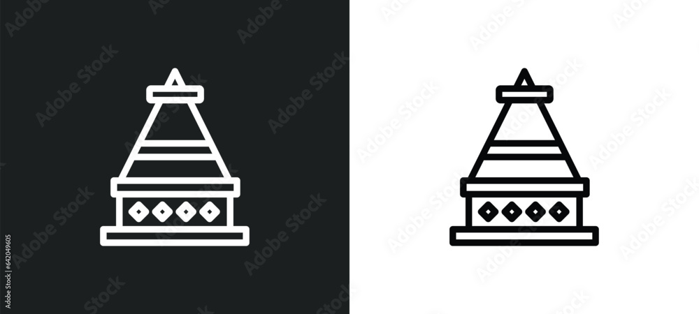 Poster doi suthep icon isolated in white and black colors. doi suthep outline vector icon from religion col