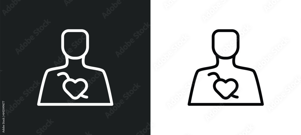 Poster cardiovascular system icon isolated in white and black colors. cardiovascular system outline vector 