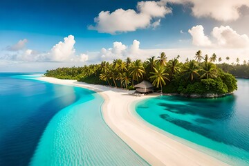 Beautiful maldives with ocean waves and 4k ultra hd landscape.