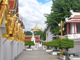 Phu Khao Thong is a beautiful ancient pagoda. Located in Wat Phu Khao Thong, Bangkok, Thailand.