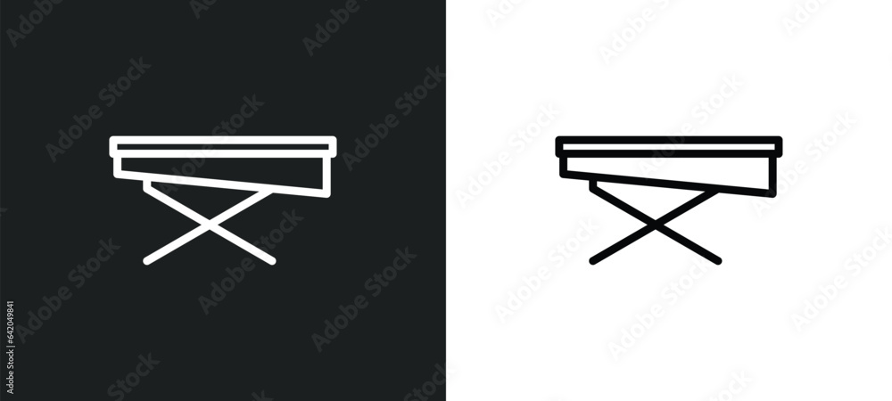 Poster ironing board icon isolated in white and black colors. ironing board outline vector icon from sew co