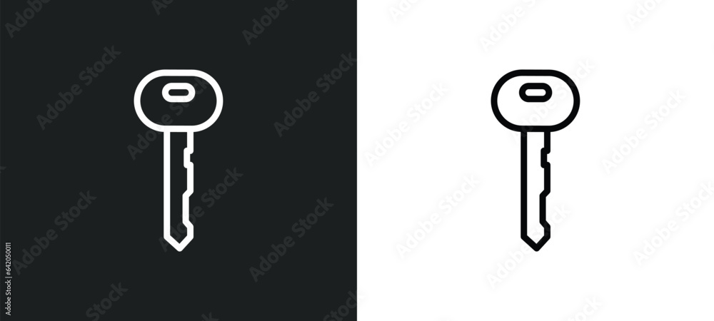 Poster door key icon isolated in white and black colors. door key outline vector icon from smart home colle