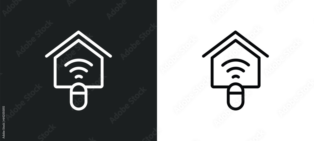 Poster home automation icon isolated in white and black colors. home automation outline vector icon from sm