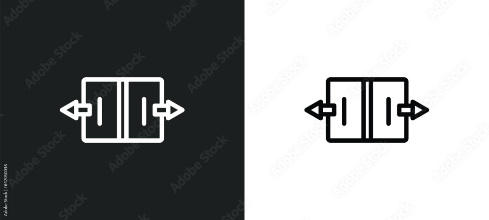 Poster automated door icon isolated in white and black colors. automated door outline vector icon from smar