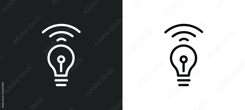 Poster smart lamp icon isolated in white and black colors. smart lamp outline vector icon from smart home c