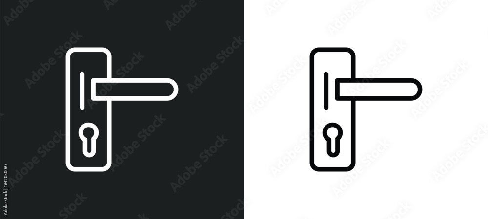 Poster handle icon isolated in white and black colors. handle outline vector icon from smart house collecti