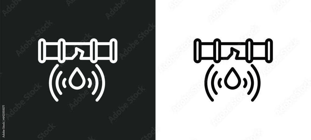 Poster leak icon isolated in white and black colors. leak outline vector icon from smart house collection f