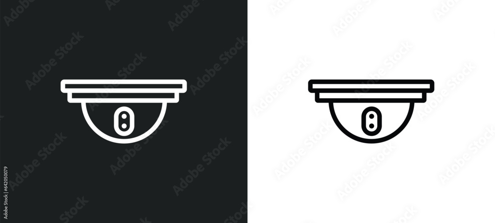 Poster security camera icon isolated in white and black colors. security camera outline vector icon from sm